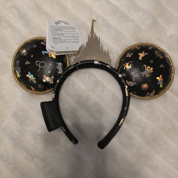 Disney Offical 50 Year Anniversary Black and Gold Magical Ears NWT - Picture 3 of 4